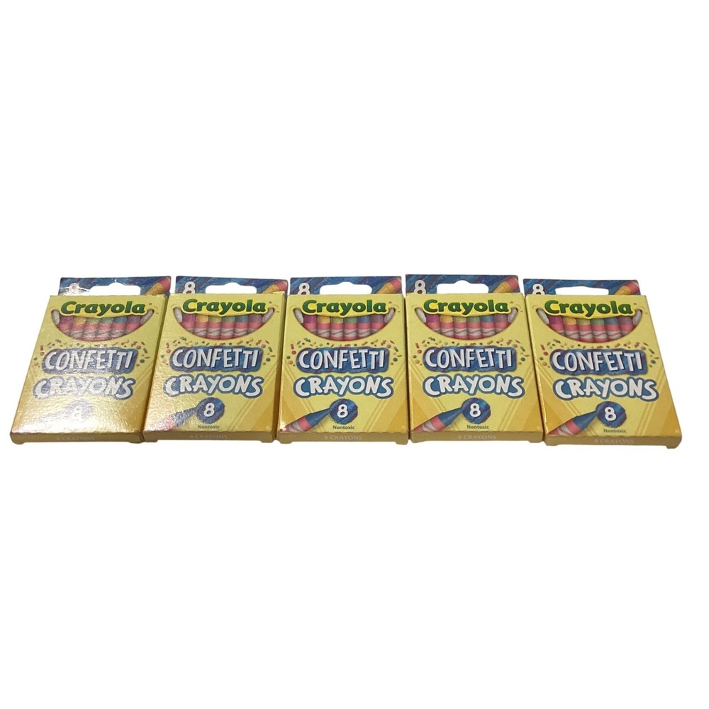Crayola Confetti Crayons 8 Count Pack Lot of‎ 5 Nontoxic Specialty Art Supplies